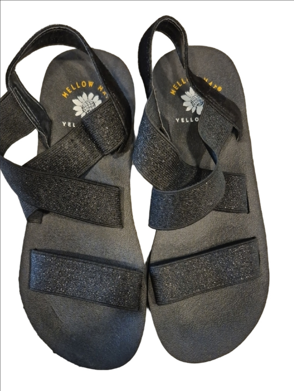 Yellow Box Bunkie Black Glitter Mettalic Strap Sandals